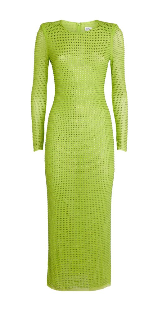 lime green self portrait dress Lime Boucle Midi Dress