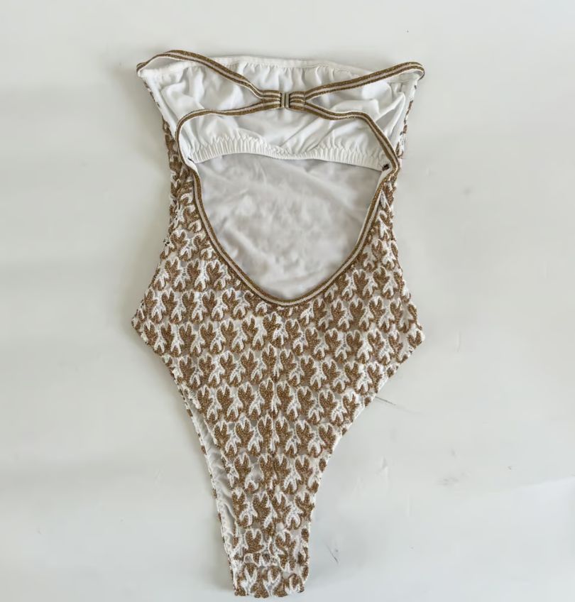 Missoni white and gold Knitted one piece swimsuit