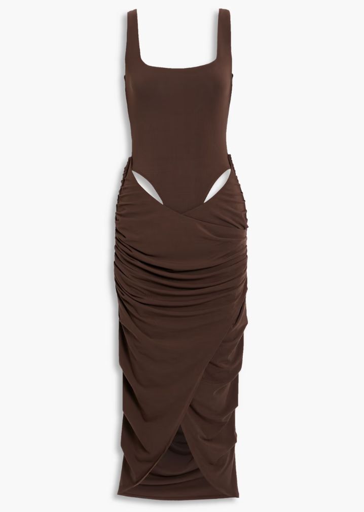 Paris Georgia Mariah Bodysuit Midi Dress in brown jersey - BOPF | Business  of Preloved Fashion
