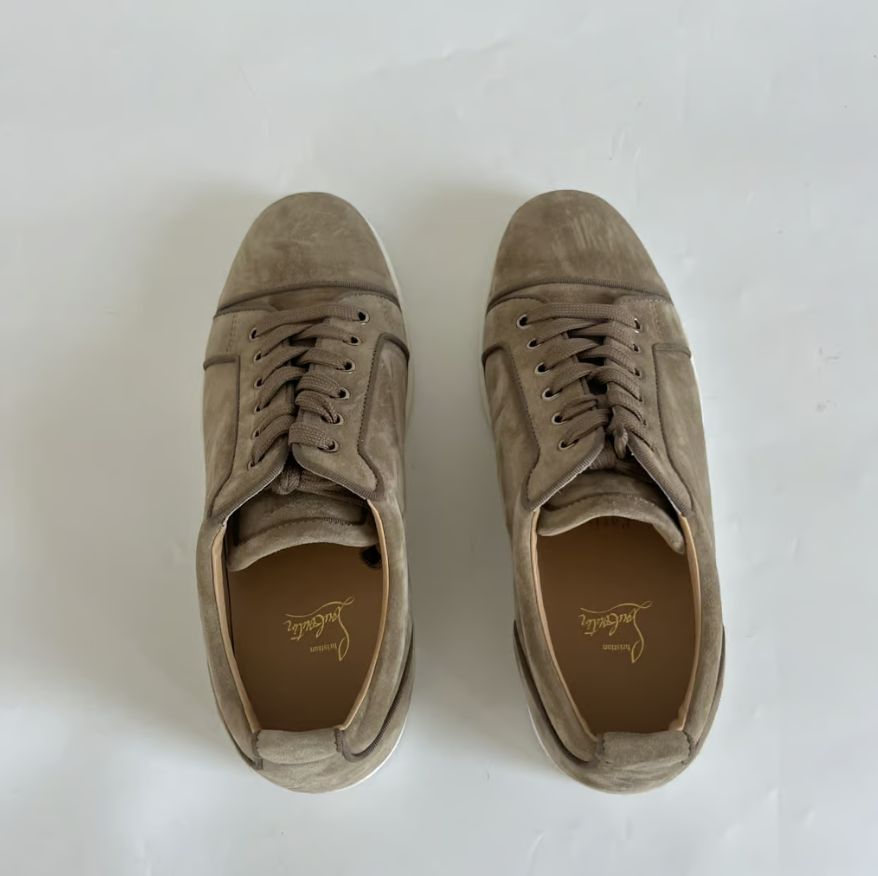 Christian Louboutin Rantulow beige suede lace up sneakers, 42