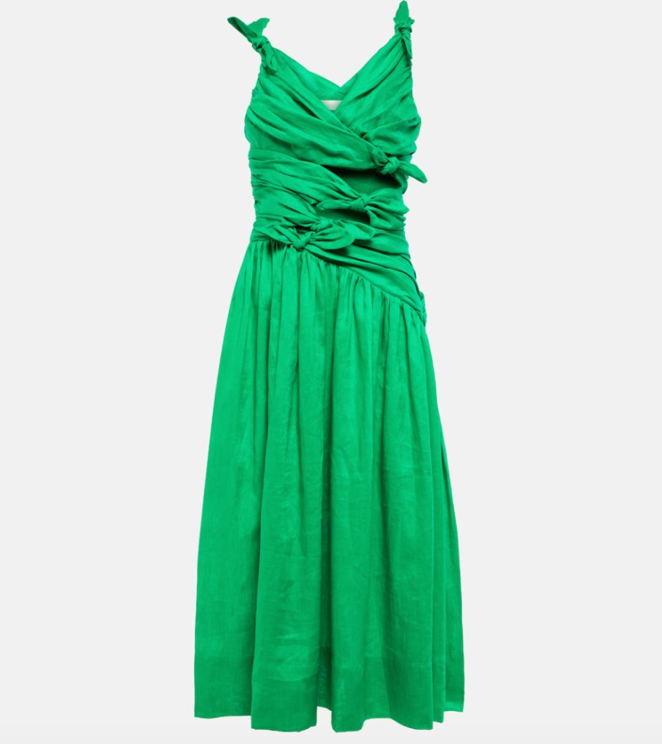 Zimmermann Tiggy ruched linen midi dress - BOPF