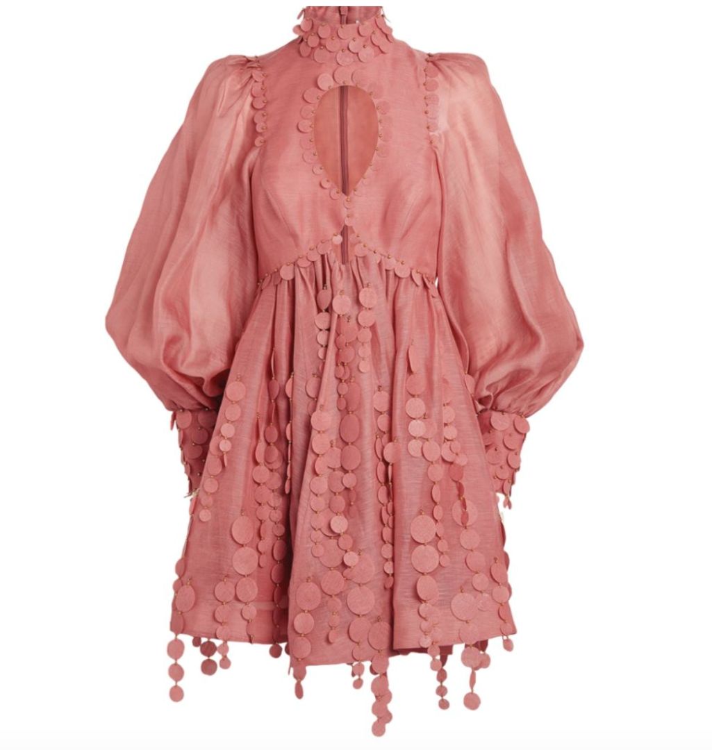 Zimmermann Concert Disc Silk-Linen Mini Dress