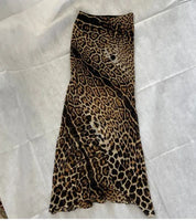 Saint Laurent Leopard Print Silk Skirt