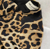 Saint Laurent Leopard Print Silk Skirt