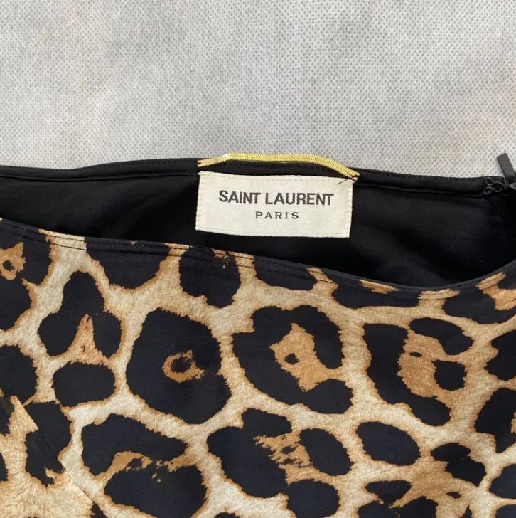 Saint Laurent Leopard Print Silk Skirt