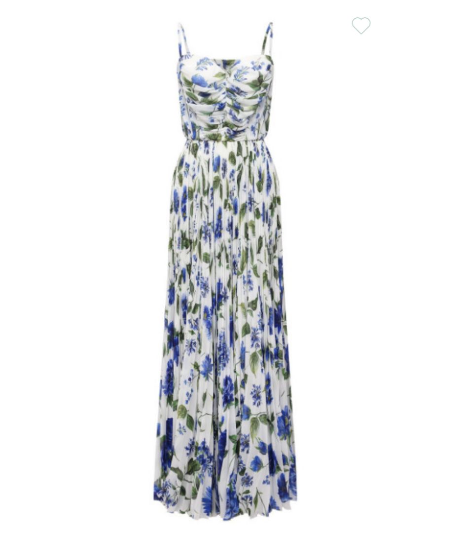 chinese dress ladies Dolce & Gabbana floral printed pleated maxi dress - BOPF