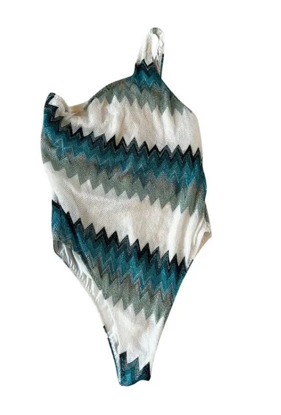 Missoni Blue and White One Piece Swimsuit