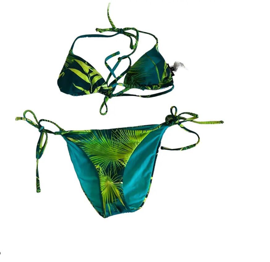 Versace green jungle print bikini