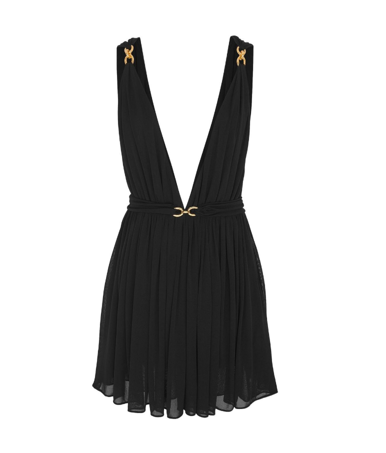 saint laurent pleated mini dress Saint Laurent embroidered pleated mini dress - BOPF