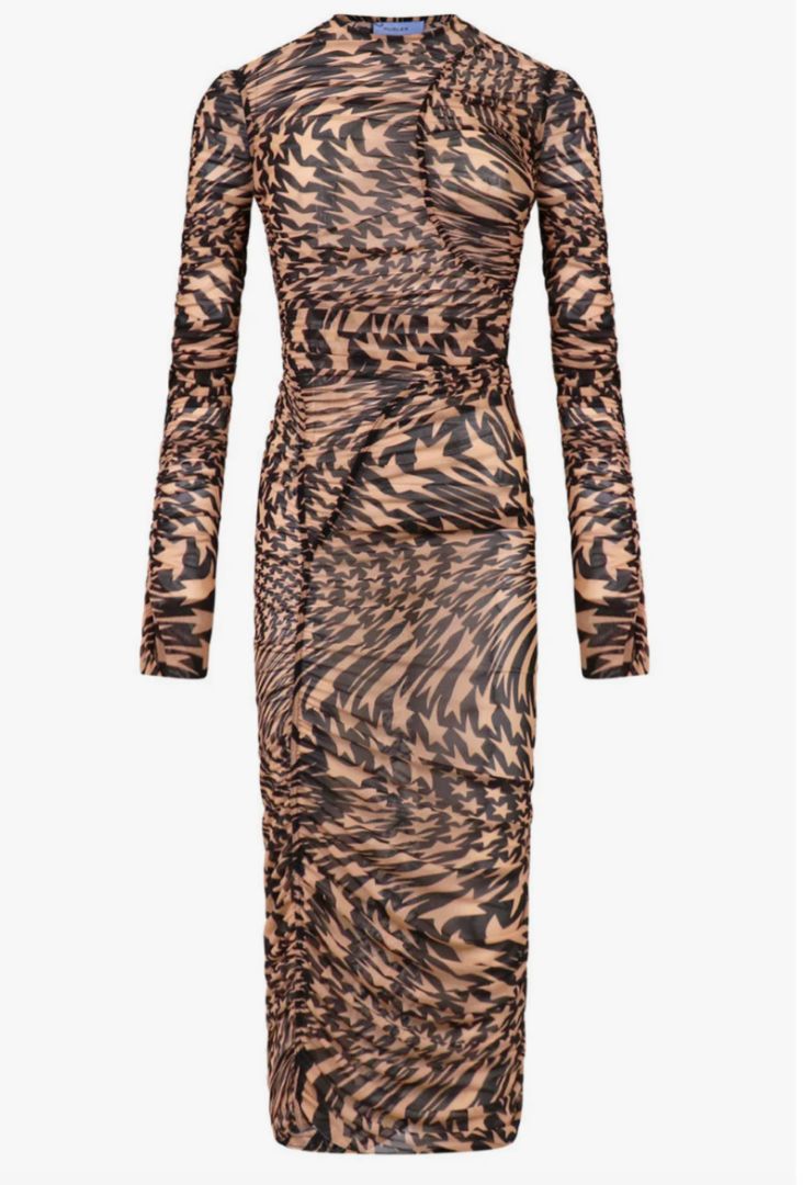 Mugler Maxi Star Printed Mesh Dress - BOPF
