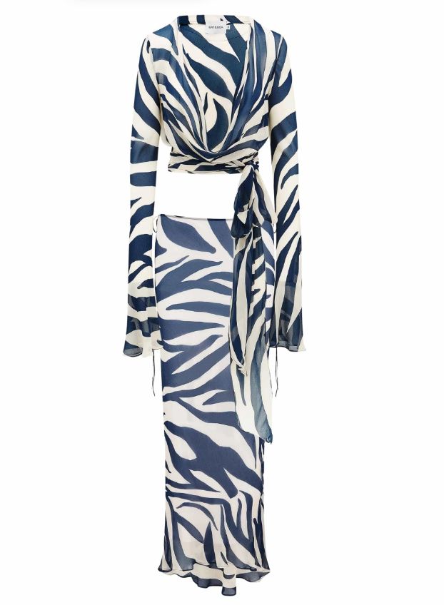 Rat and Boa Blue and white sheer dress with sheer top - BOPF