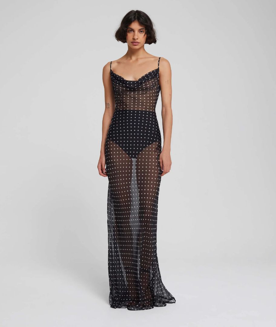 Rat and Boa Black and White Polka Dot Sheer Dress - BOPF | Business of Preloved Fashion Rat and Boa Black and White Polka Dot Sheer Dress - BOPF | Business of Preloved Fashion