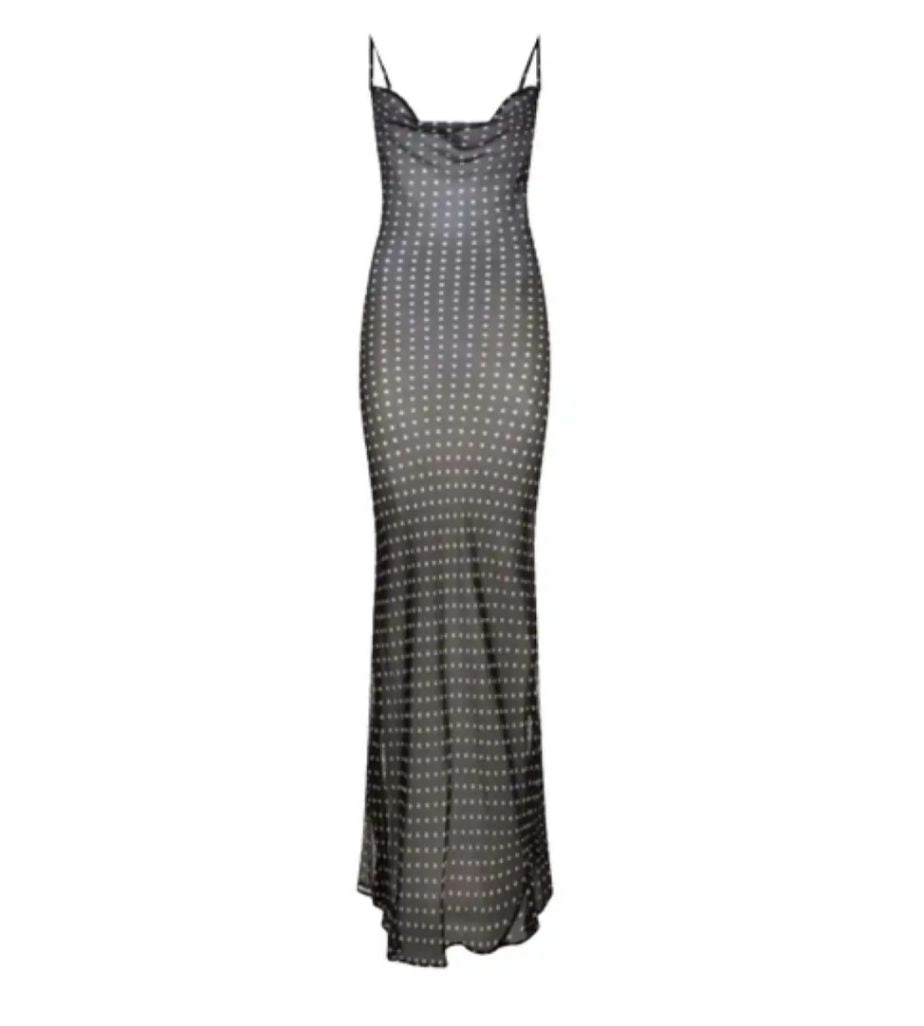 Rat and Boa Black and White Polka Dot Sheer Dress