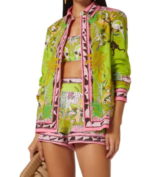Emilio Pucci silk shorts with matching cotton button up shirt