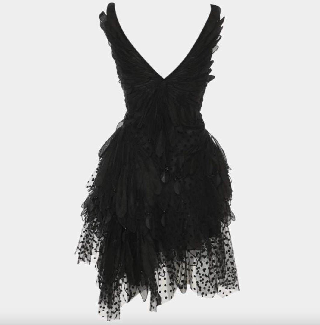 فستان قصير Rhythmic Fluted من Zimmermann، لون أسود، مقاس 1