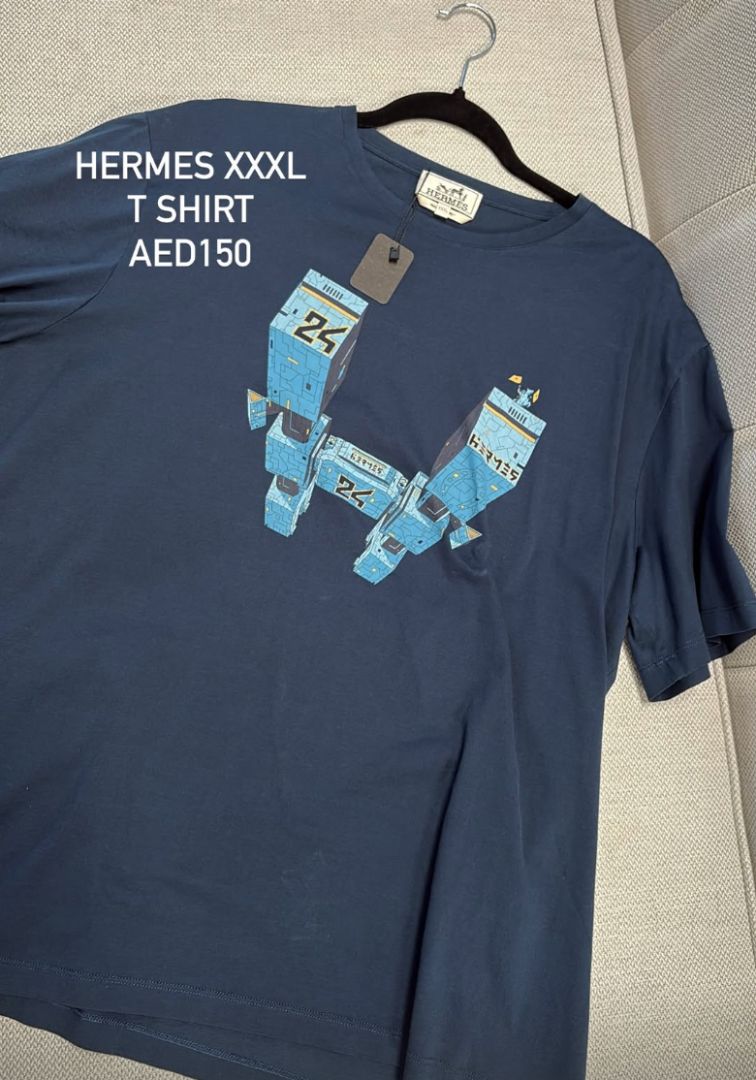 Hermès Navy T Shirt with Print XXXL