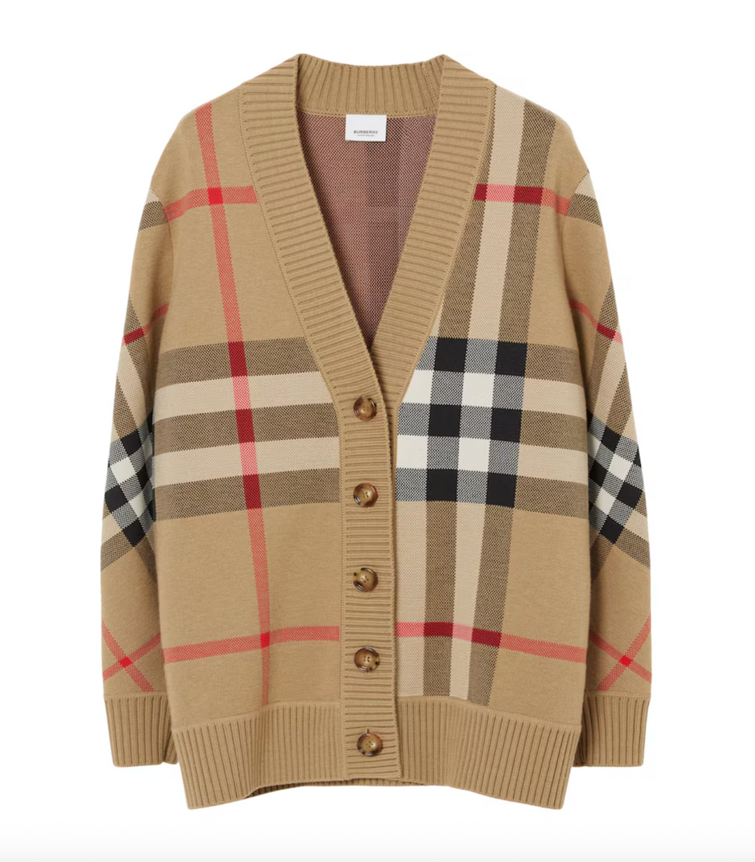 Burberry House Check Knit Beige Wool Blend Cardigan