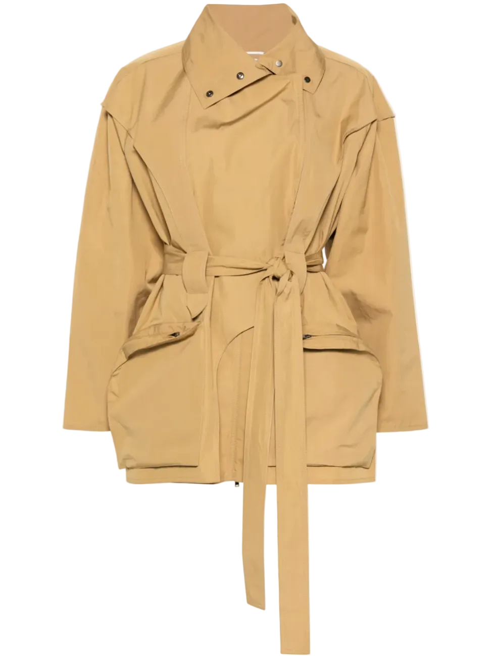 The Row Pierrick Belted Cotton Zip-Up Jacket Size 0 Khaki
