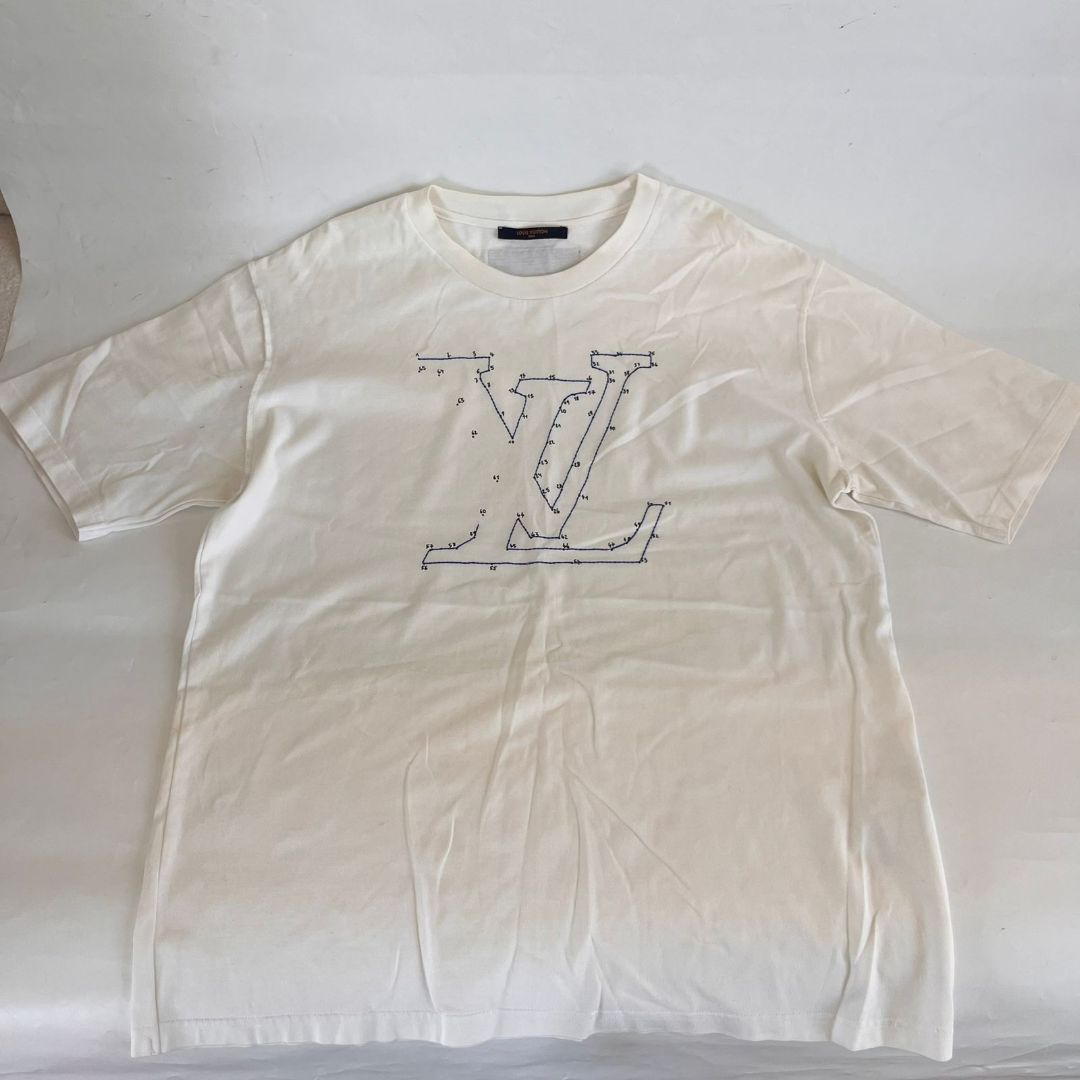 Louis Vuitton White LV Stitch Cotton Short Sleeve T-Shirt