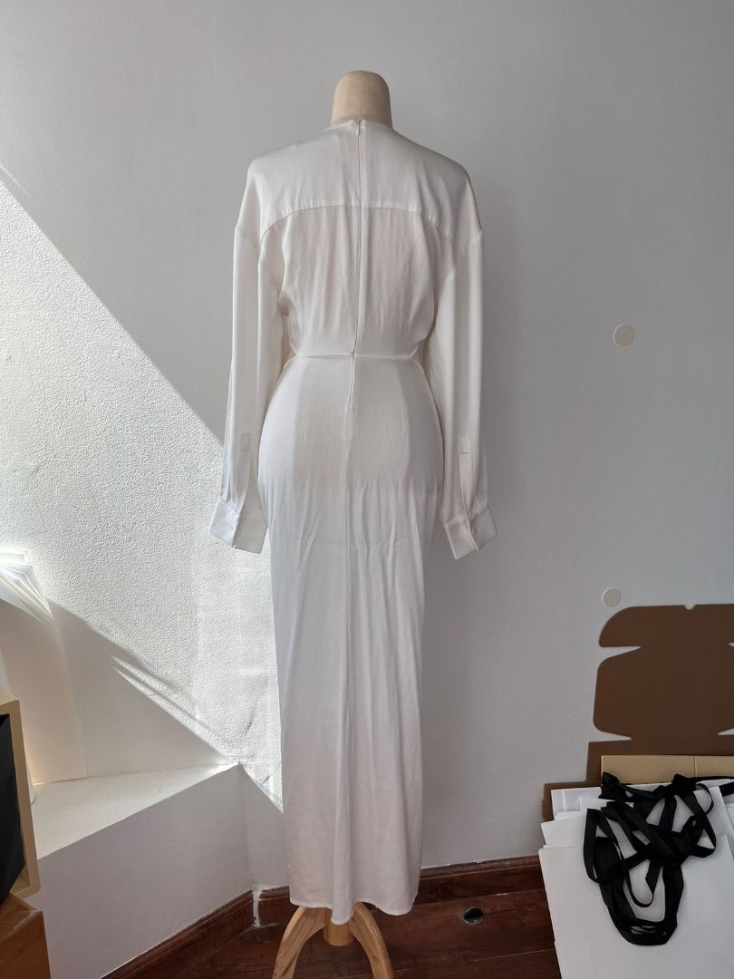 ruched disconnect shirt dress Christopher Esber Ruched Disconnect Shirt Dress in White in Natural