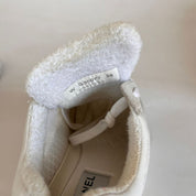 Chanel Grey Suede And Leather CC Lace Up Sneakers, 38