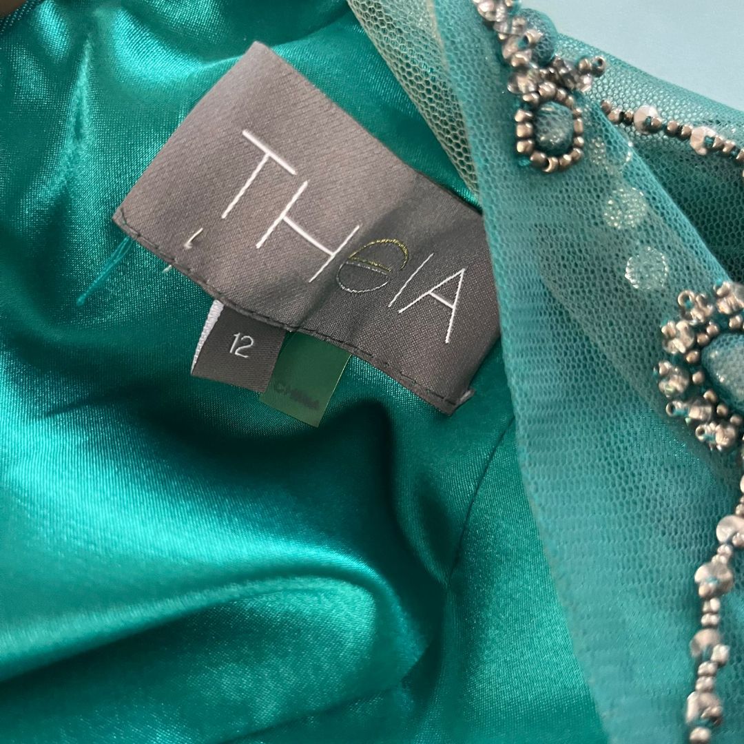 Theia Couture Dark Green Gown with Crystal and Bead Embroidered Detail - BOPF | Business of Preloved Fashion Theia Couture Dark Green Gown with Crystal and Bead Embroidered Detail - BOPF | Business of Preloved Fashion