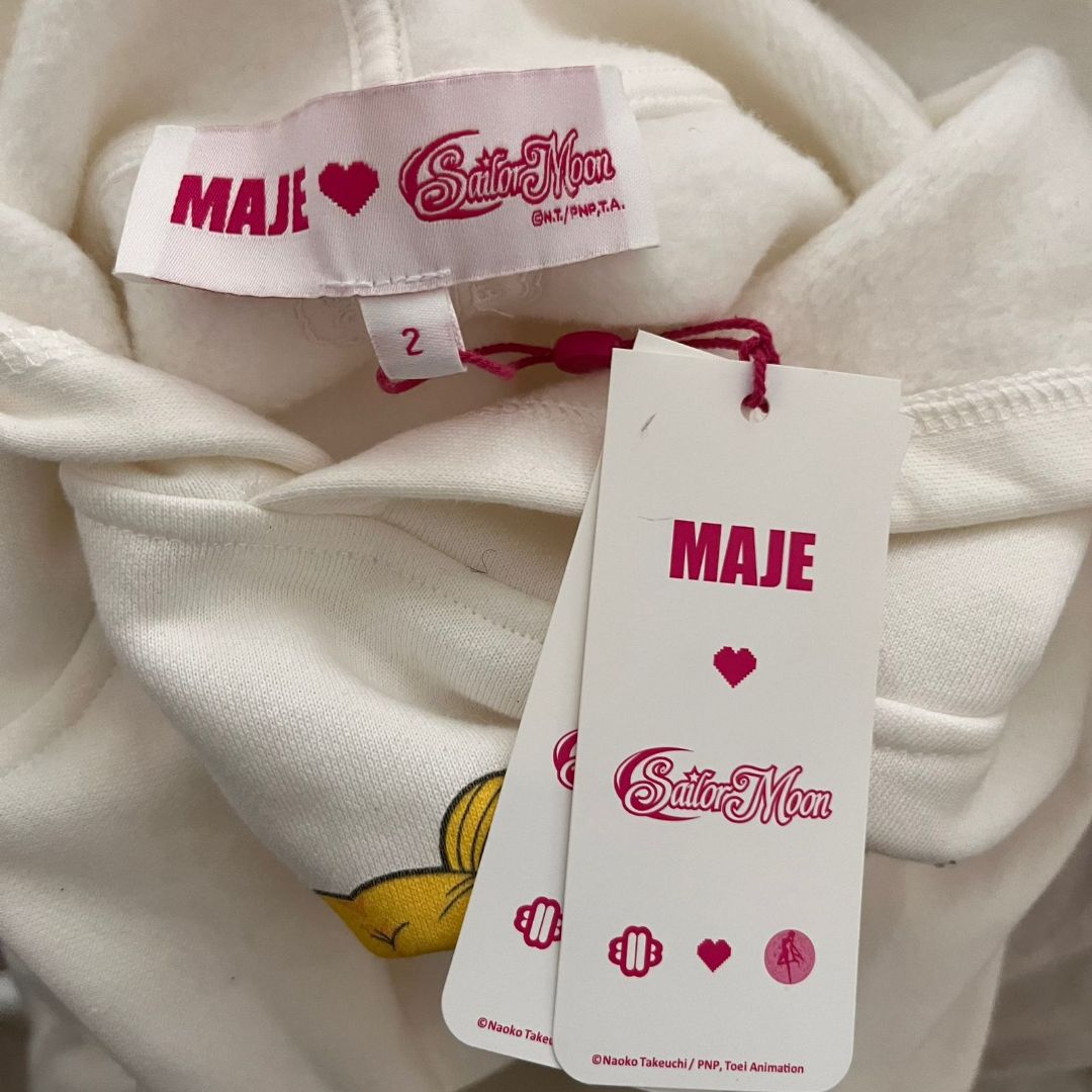 Maje x Sailor Moon White Printed Crop Hoodie