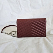 Saint Laurent Burgundy Leather Cassandra Mini Crossbody Bag