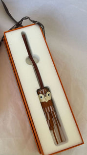 Hermes Pain D'épice Mauve Pâle Sienne Nata Blanc De Sac Chouette Bag Charm
