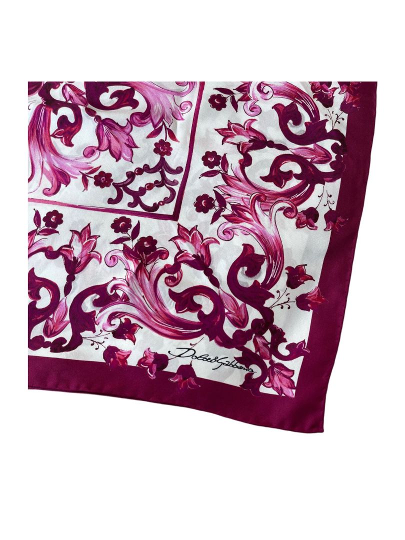 Dolce & Gabbana White/Pink Majolica Print Scarf