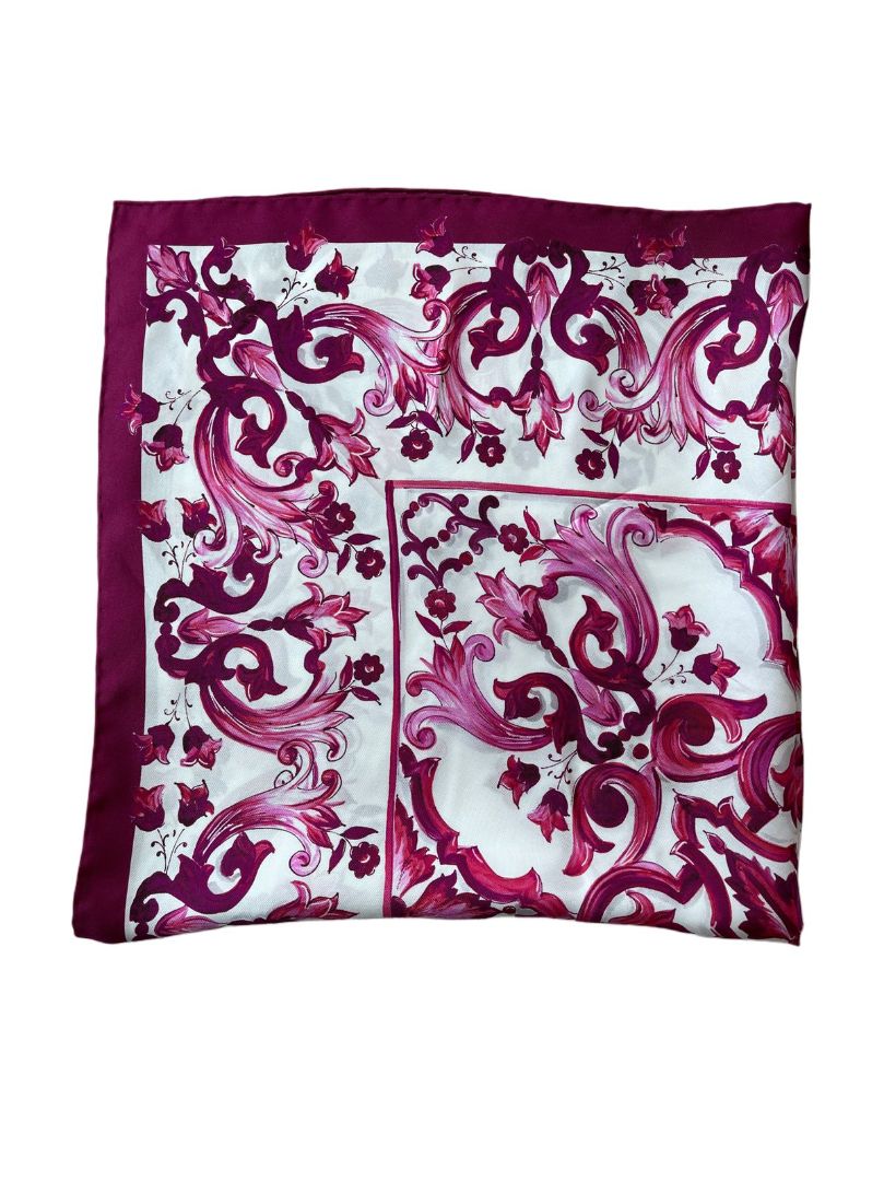 Dolce & Gabbana White/Pink Majolica Print Scarf