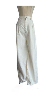 Loulou Studio White Denim Wide Legs Pants