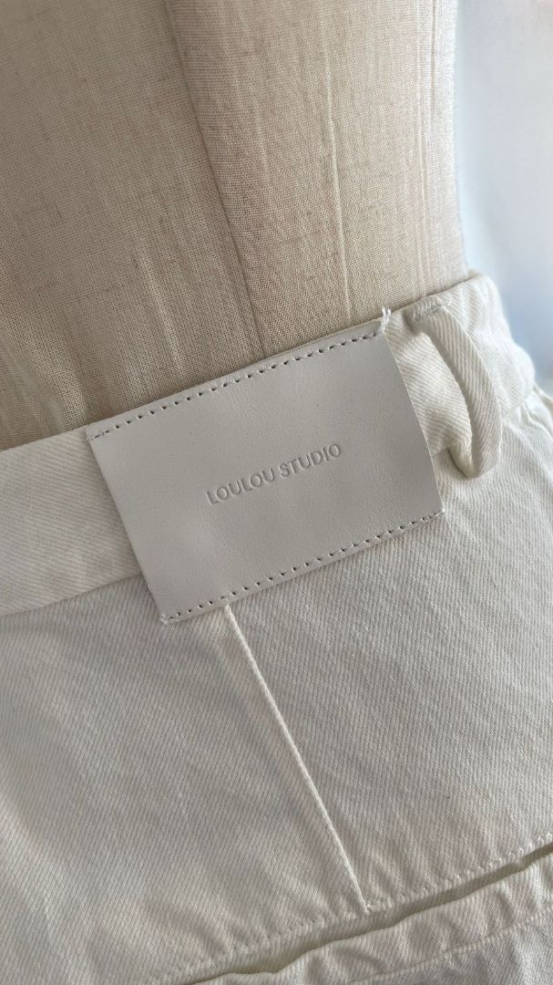 Loulou Studio White Denim Wide Legs Pants