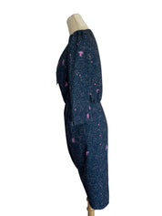 Elisabetta Franchi Midnight Blue Printed Mini Dress