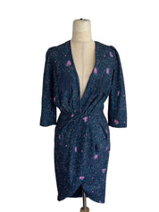 Elisabetta Franchi Midnight Blue Printed Mini Dress