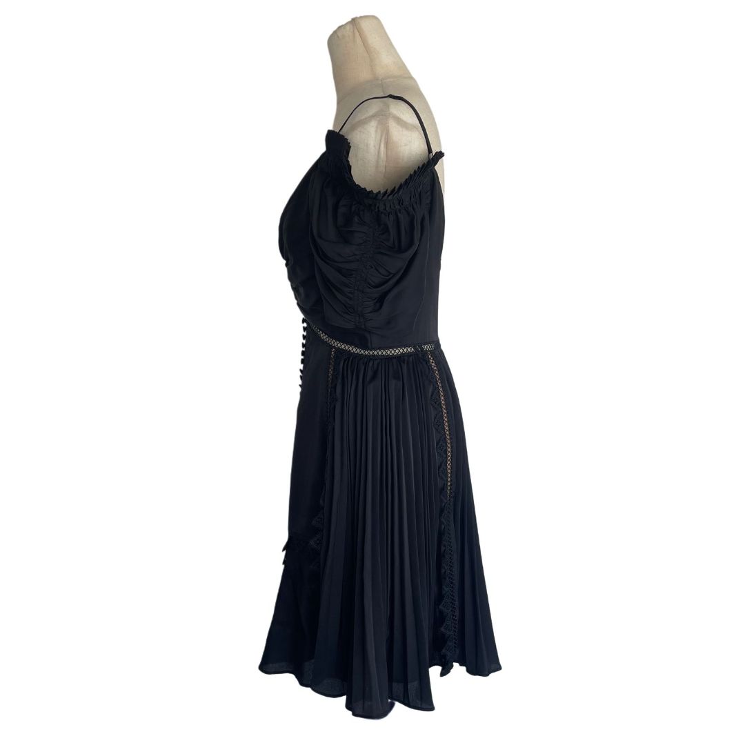 self portrait black off the shoulder dress Self Portrait Black Off Shoulder Lace Pleated Mini Dress - BOPF