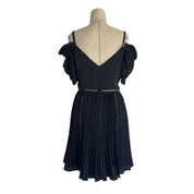 Self Portrait Black Off Shoulder Lace Pleated Mini Dress
