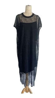 Alexander McQueen Black Floral Lace Mesh Dress W/ Slit
