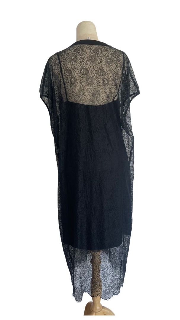 Alexander McQueen Black Floral Lace Mesh Dress W/ Slit