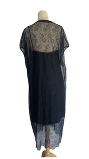 Alexander McQueen Black Floral Lace Mesh Dress W/ Slit