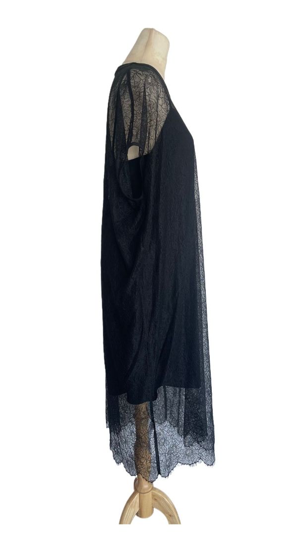 Alexander McQueen Black Floral Lace Mesh Dress W/ Slit