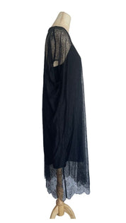 Alexander McQueen Black Floral Lace Mesh Dress W/ Slit