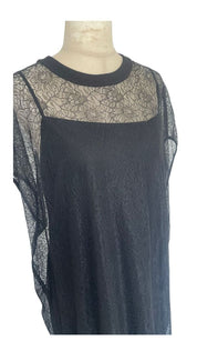 Alexander McQueen Black Floral Lace Mesh Dress W/ Slit