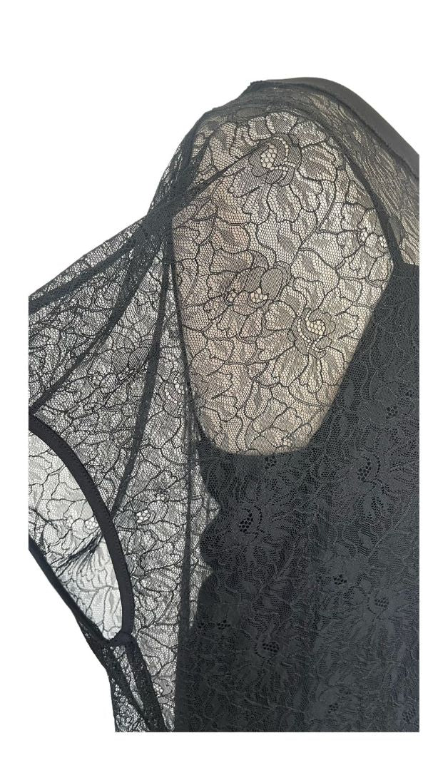 Alexander McQueen Black Floral Lace Mesh Dress W/ Slit