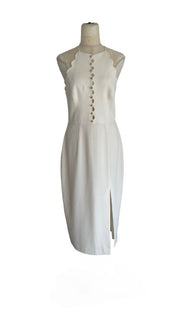 Zimmermann Cream Scallop Edge Halter Midi Dress
