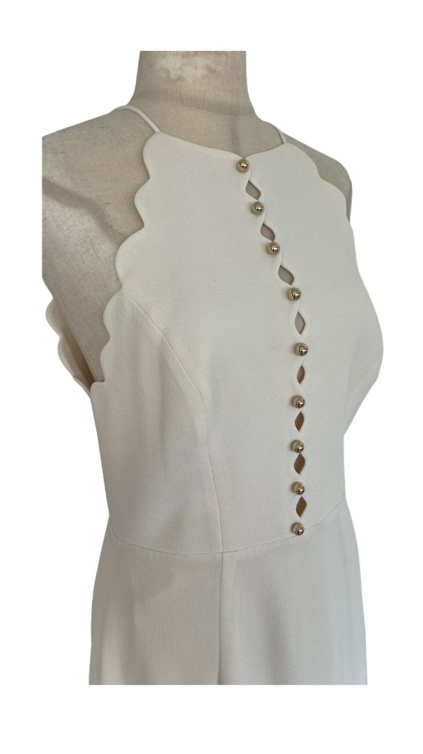 Zimmermann Cream Scallop Edge Halter Midi Dress