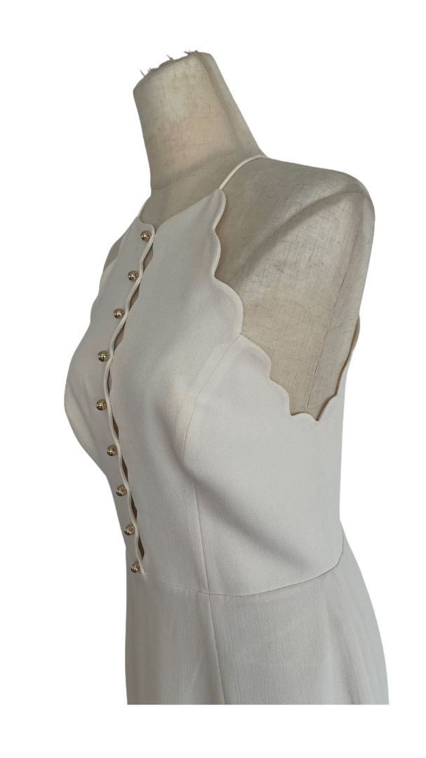 Zimmermann Cream Scallop Edge Halter Midi Dress