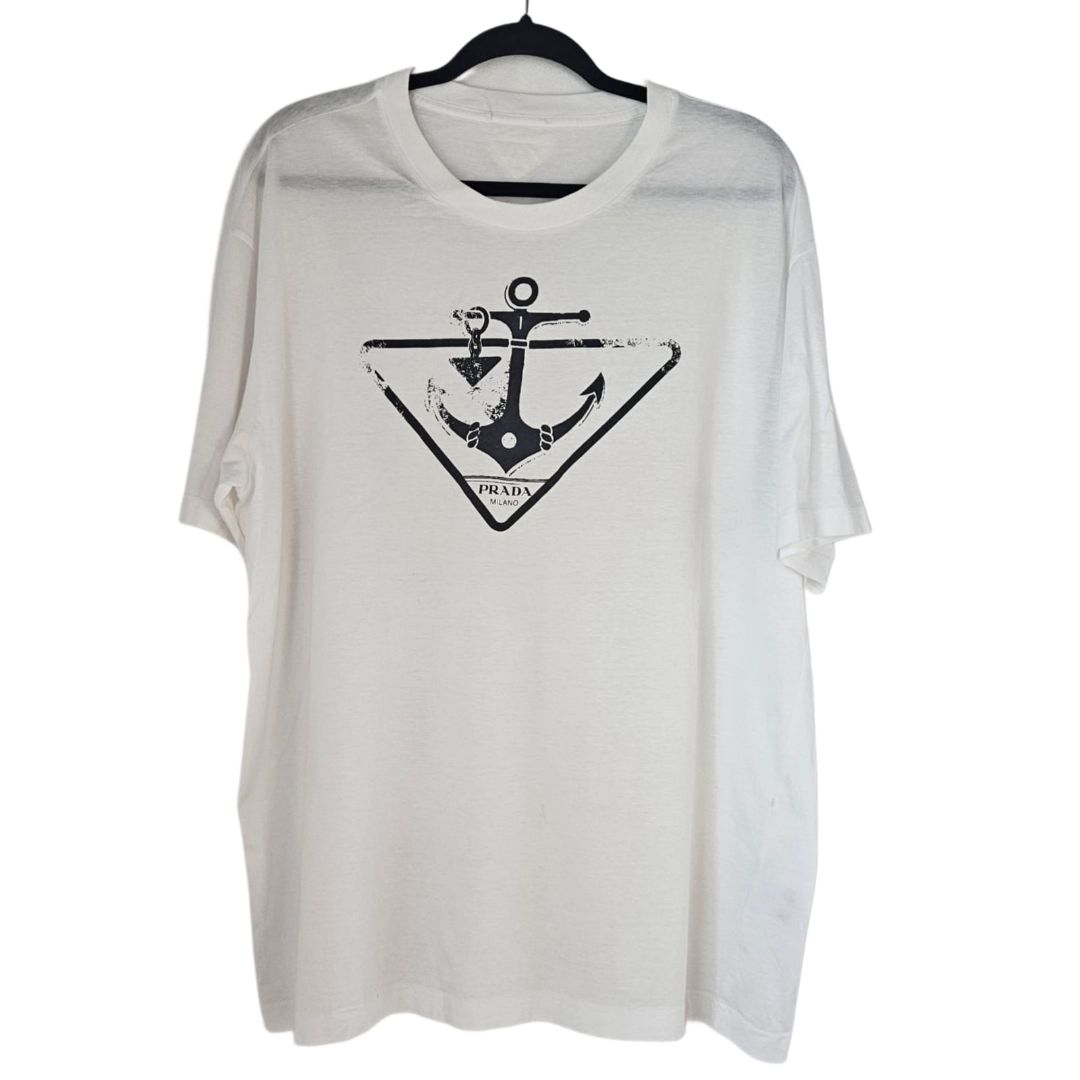 Prada White Logo Printed XL T Shirt
