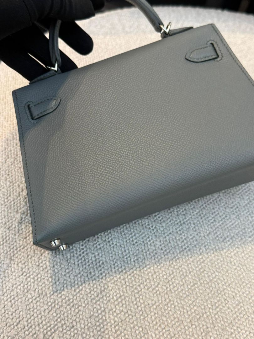 Hermès Mini Kelly II in Epsom Vert Amande with Electrum Hardware