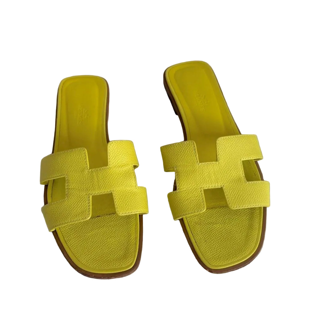 Hermès yellow epsom oran sandals, size 38.5